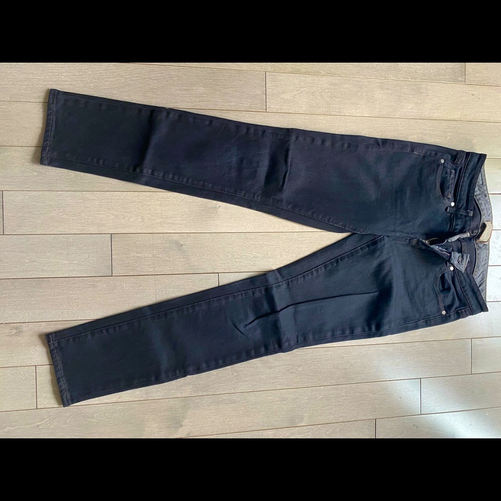 Paige Bootleg Cut True Black Denim Jeans Sz 26